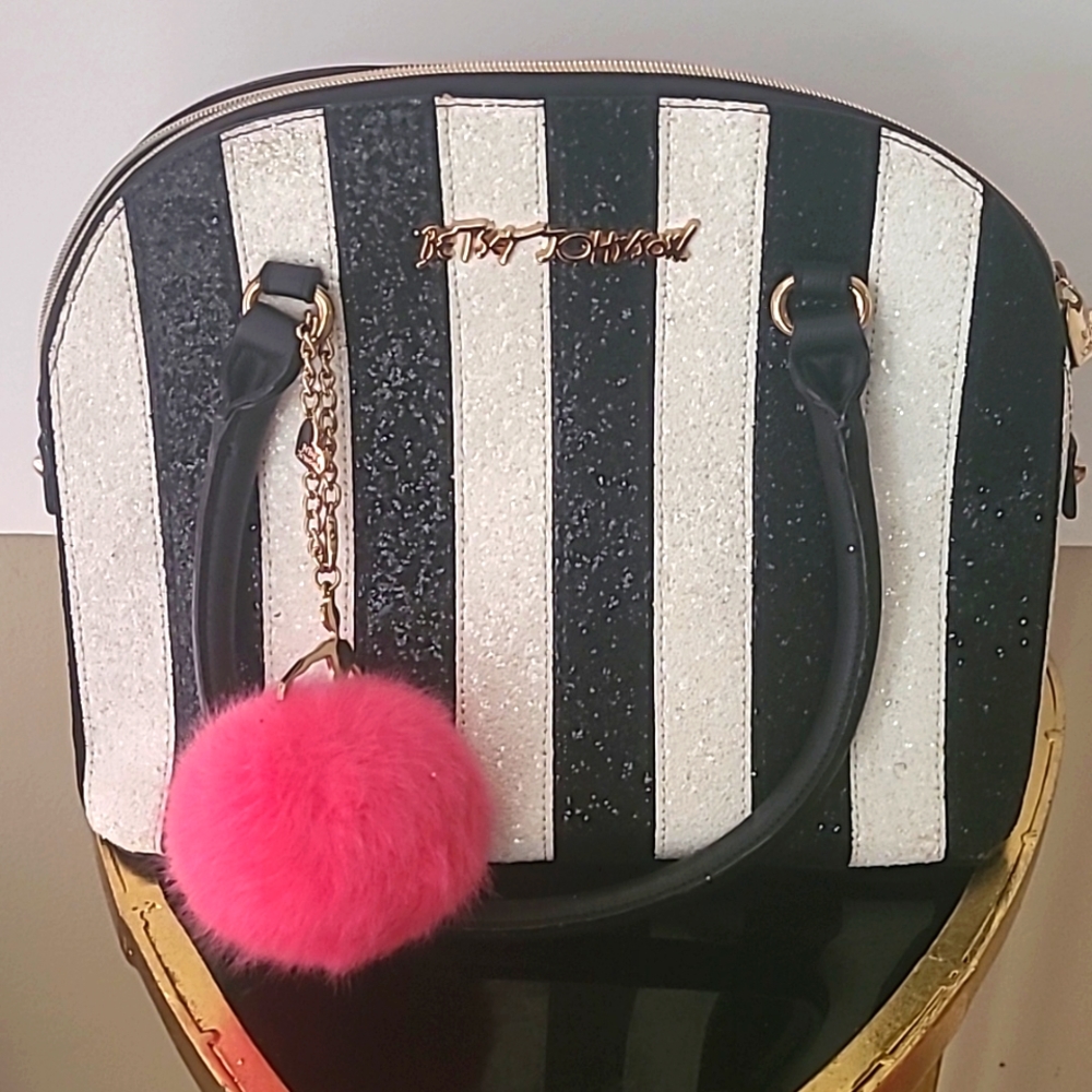 Betsy Johnson Black and White sparkly handbag